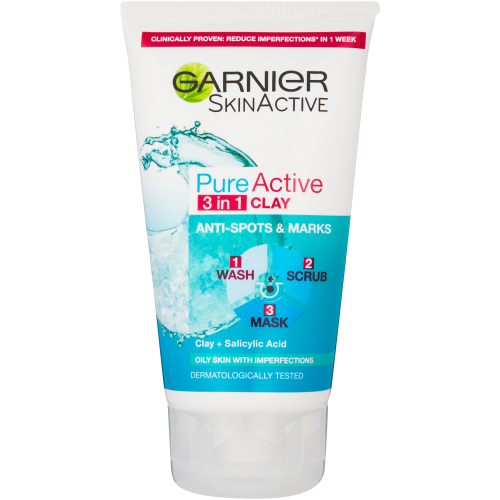 GARNIER PURE 3IN1 WASH SCRUB+MASK 150ML